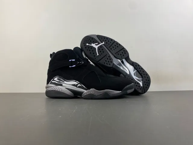 Air Jordan 8 Black Metallic Silver Basketball Shoes 12