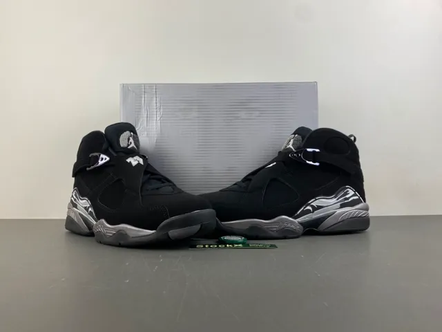 Air Jordan 8 Black Metallic Silver Basketball Shoes 13