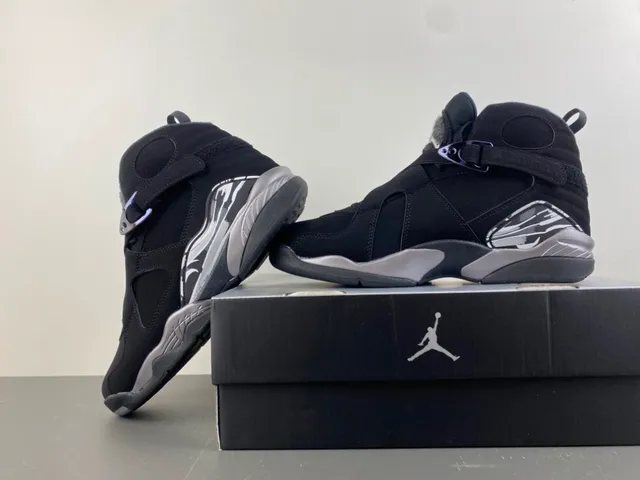 Air Jordan 8 Black Metallic Silver Basketball Shoes 14