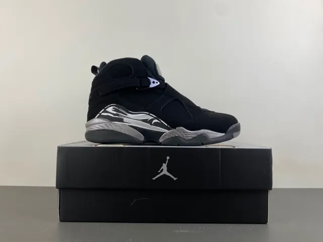 Air Jordan 8 Black Metallic Silver Basketball Shoes 15