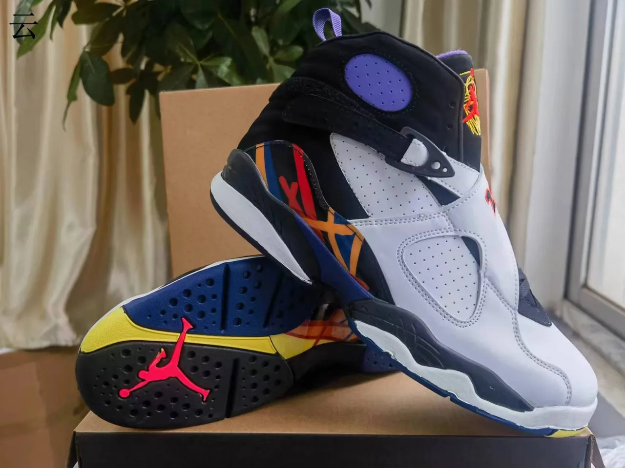 Air Jordan 8 White Black Purple Multicolor Basketball Shoes 3