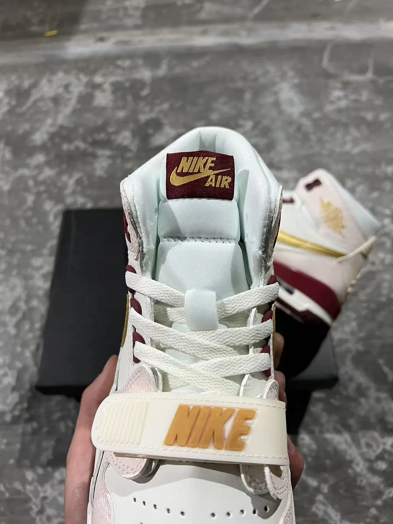 Air Jordan 8 White Burgundy High-Top Strapped Closure Basketball Shoes 4