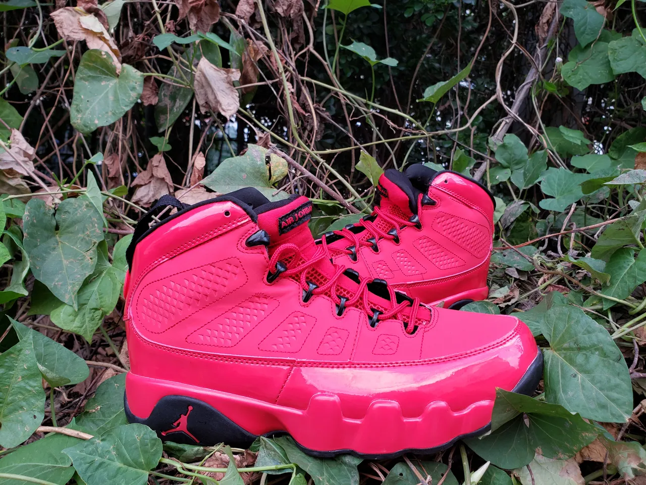 Air Jordan 9 Glossy Red Black Basketball Shoes 2