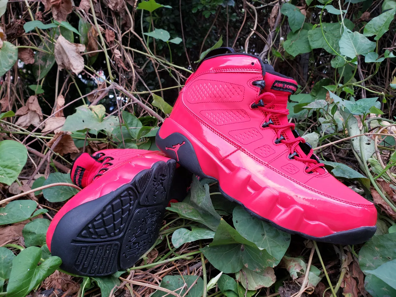 Air Jordan 9 Glossy Red Black Basketball Shoes 3