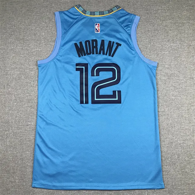 Maillot Air Jordan Authentics Memphis Grizzlies bleu clair avec bordure bleu marine 3
