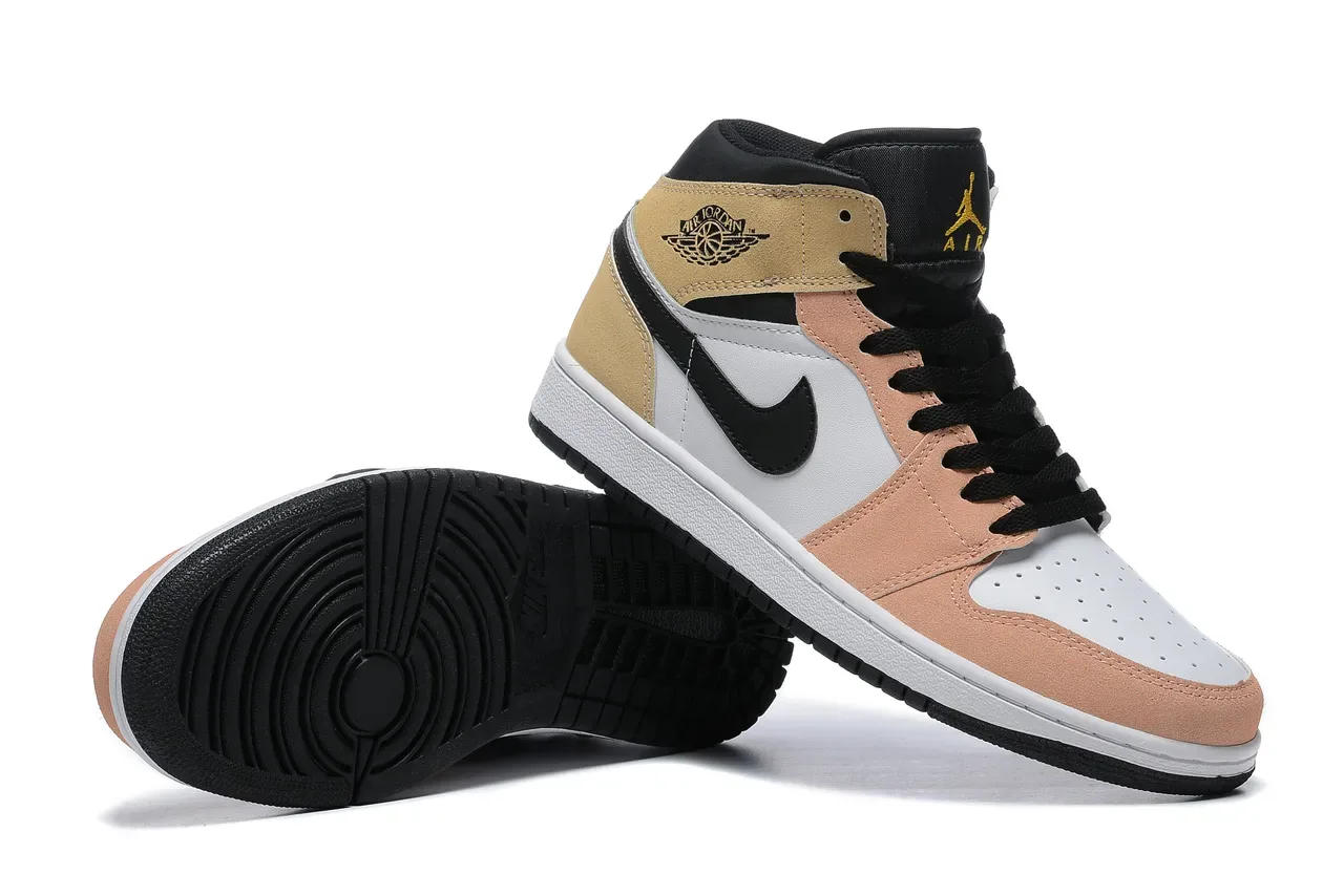 Air Jordan Zapatillas de Baloncesto Beige Rosa Alto de Ante y Cuero 2