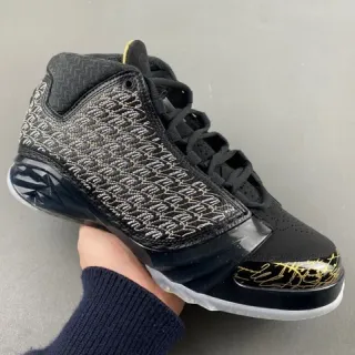 Air Jordan Black Gold Woven Mesh Upper Signature Script Basketball Shoes