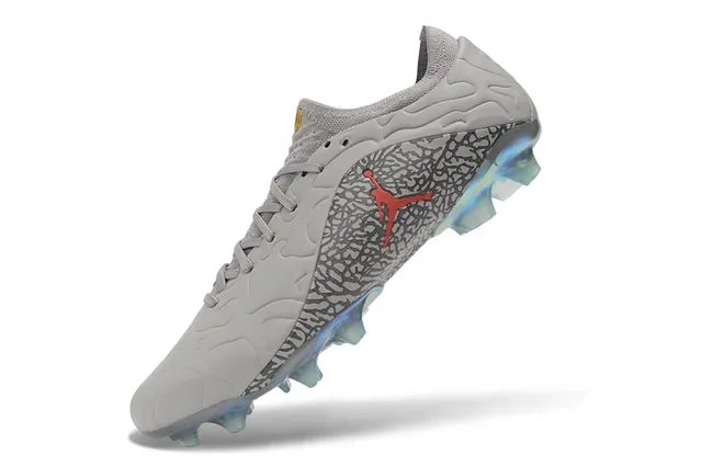 Air Jordan Gray Red Elephant Print Overlay Iridescent Holographic Outsole Firm-Ground Soccer Shoes 3