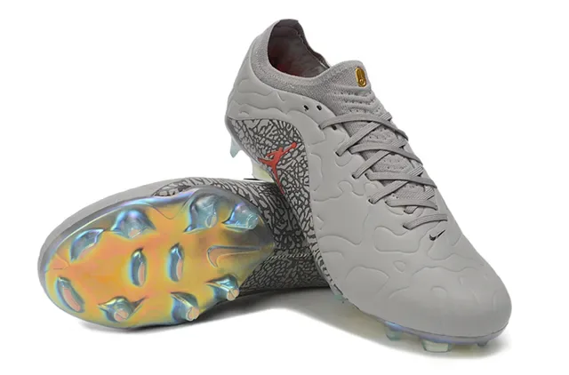 Air Jordan Gray Red Elephant Print Overlay Iridescent Holographic Outsole Firm-Ground Soccer Shoes 4
