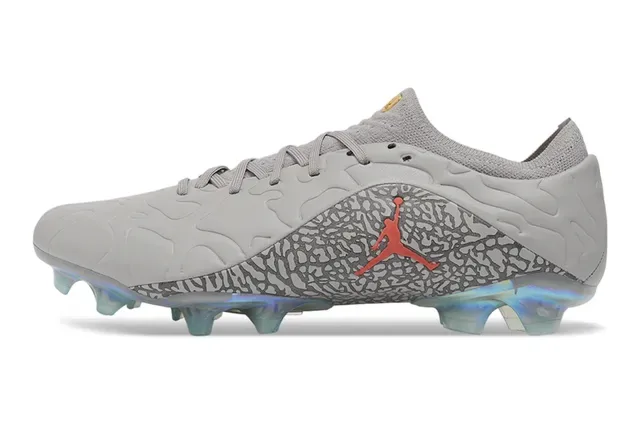 Air Jordan Gray Red Elephant Print Overlay Iridescent Holographic Outsole Firm-Ground Soccer Shoes 7
