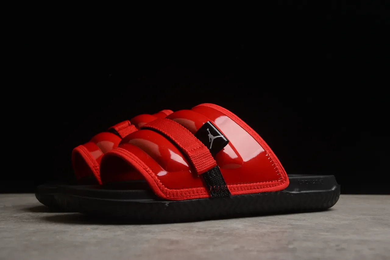 Air Jordan Hydro 7 Glossy Red Black Slippers 12