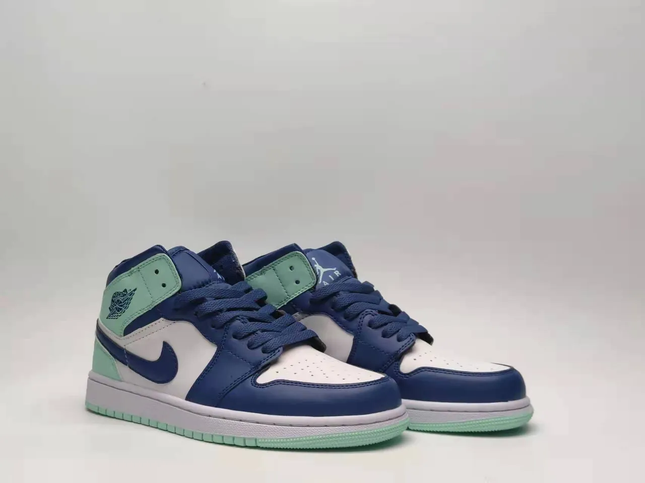Air Jordan Navy Green High-Top Leather And Synthetic Overlay Basketball Shoes 3