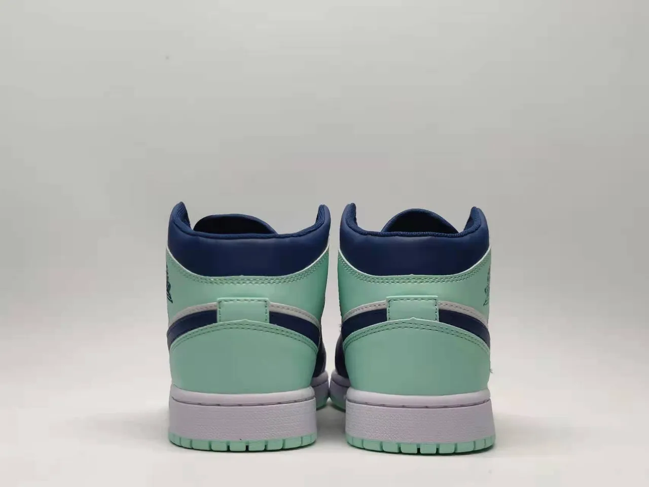 Air Jordan Navy Green High-Top Leather And Synthetic Overlay Basketball Shoes 4