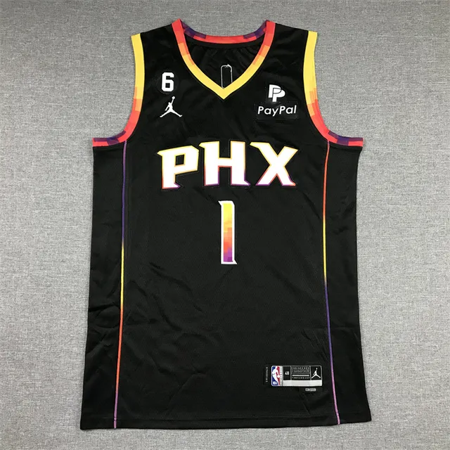 Air Jordan Phoenix Suns Booker Announcement Edition Black Multicolor Basketball Jersey 3