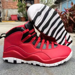 Air Jordan Red Black High-Top Leather-and-Mesh Upper Basketball Shoes