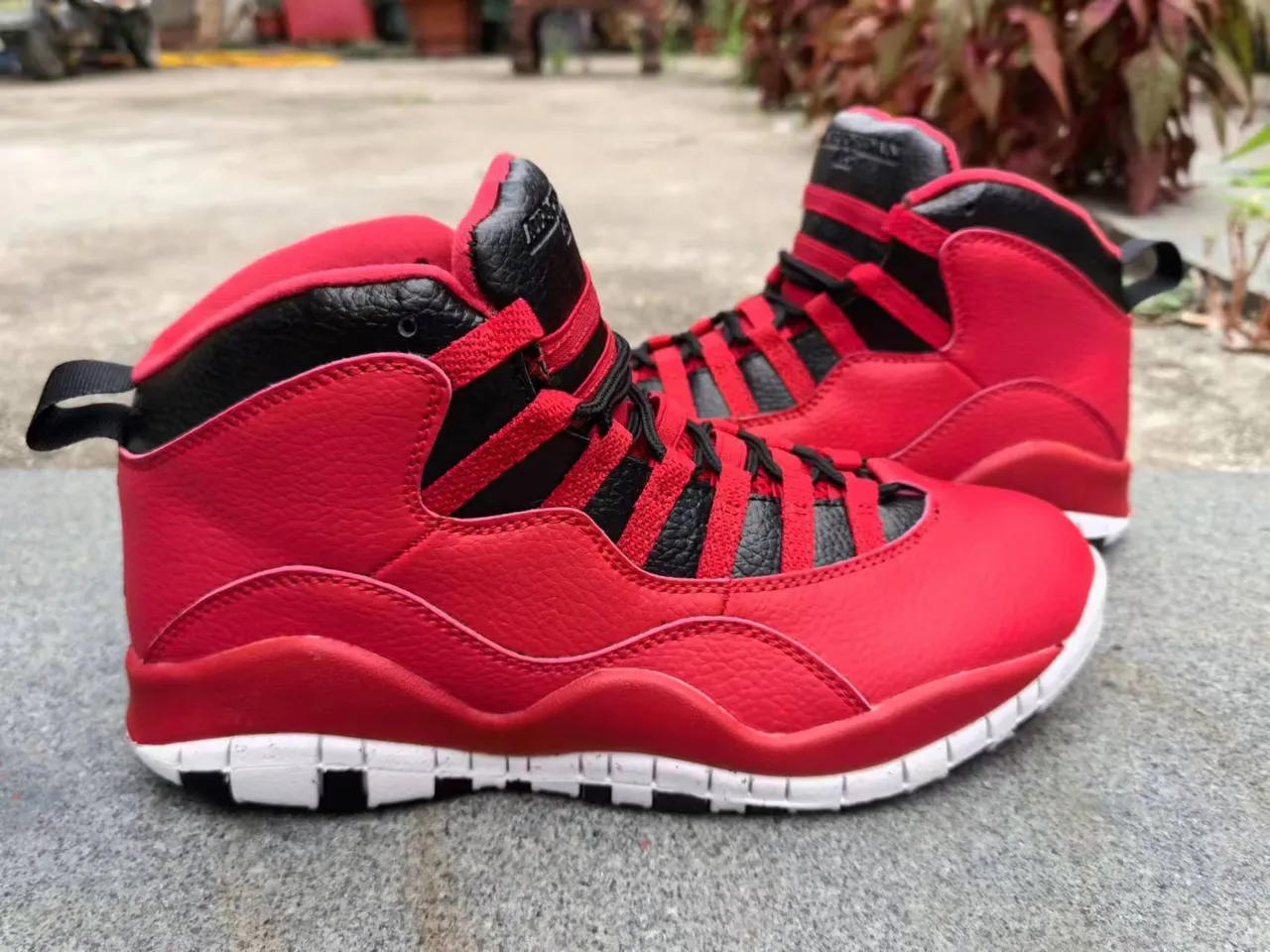 Air Jordan Red Black High-Top Leather-and-Mesh Upper Basketball Shoes 4