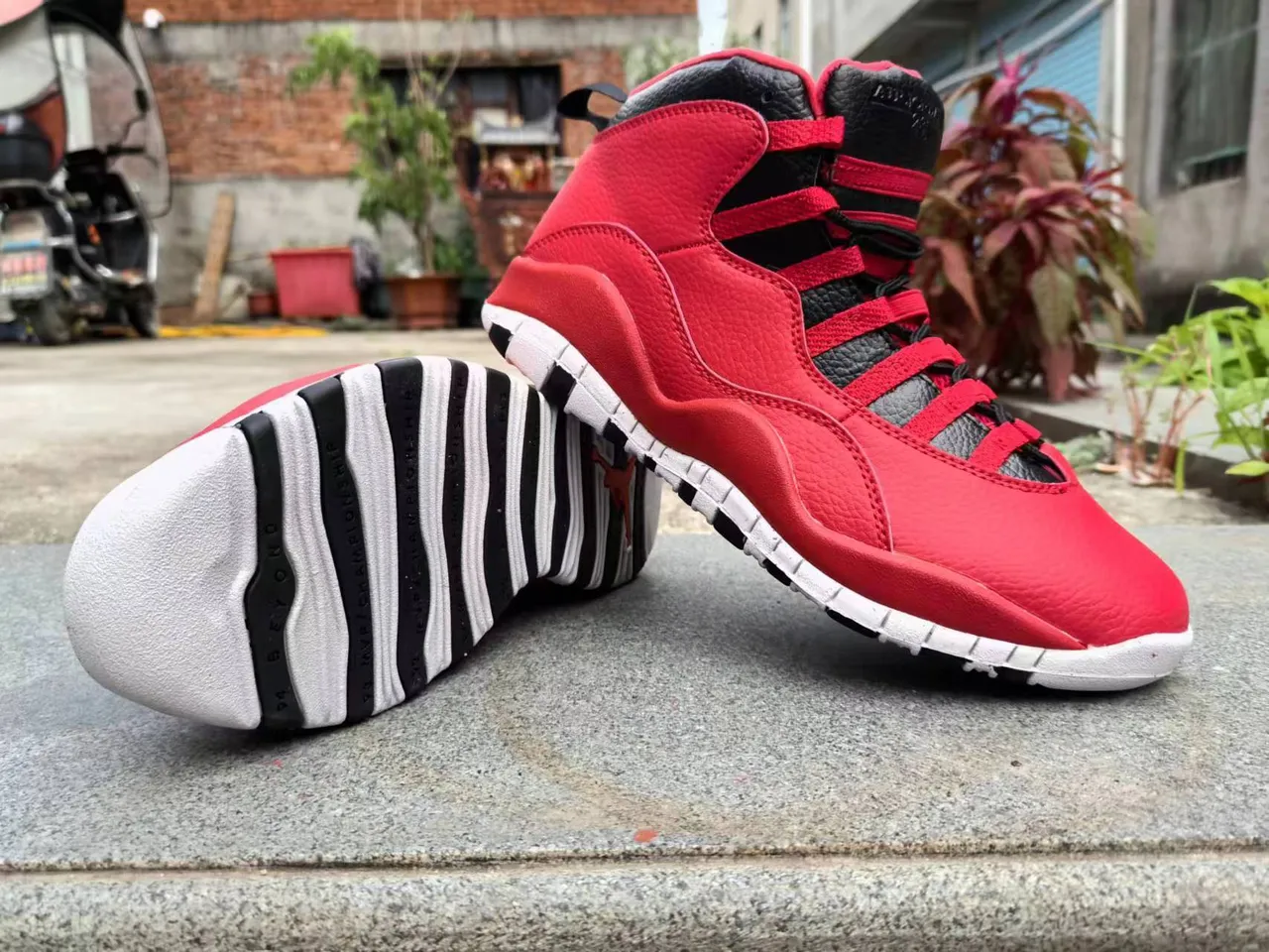 Air Jordan Red Black High-Top Leather-and-Mesh Upper Basketball Shoes 5