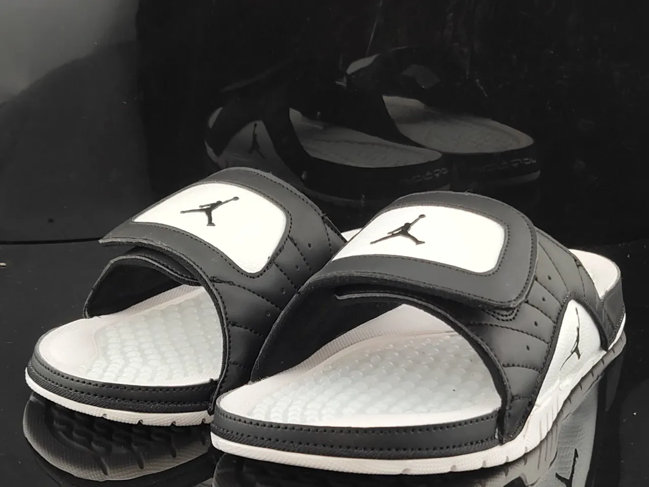 Air Jordan Slide Black and White Quilted Strap Slippers 2
