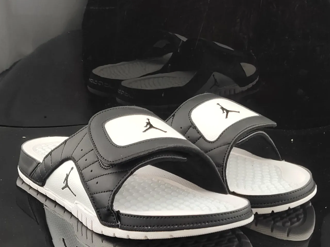 Air Jordan Slide Black and White Quilted Strap Slippers 4