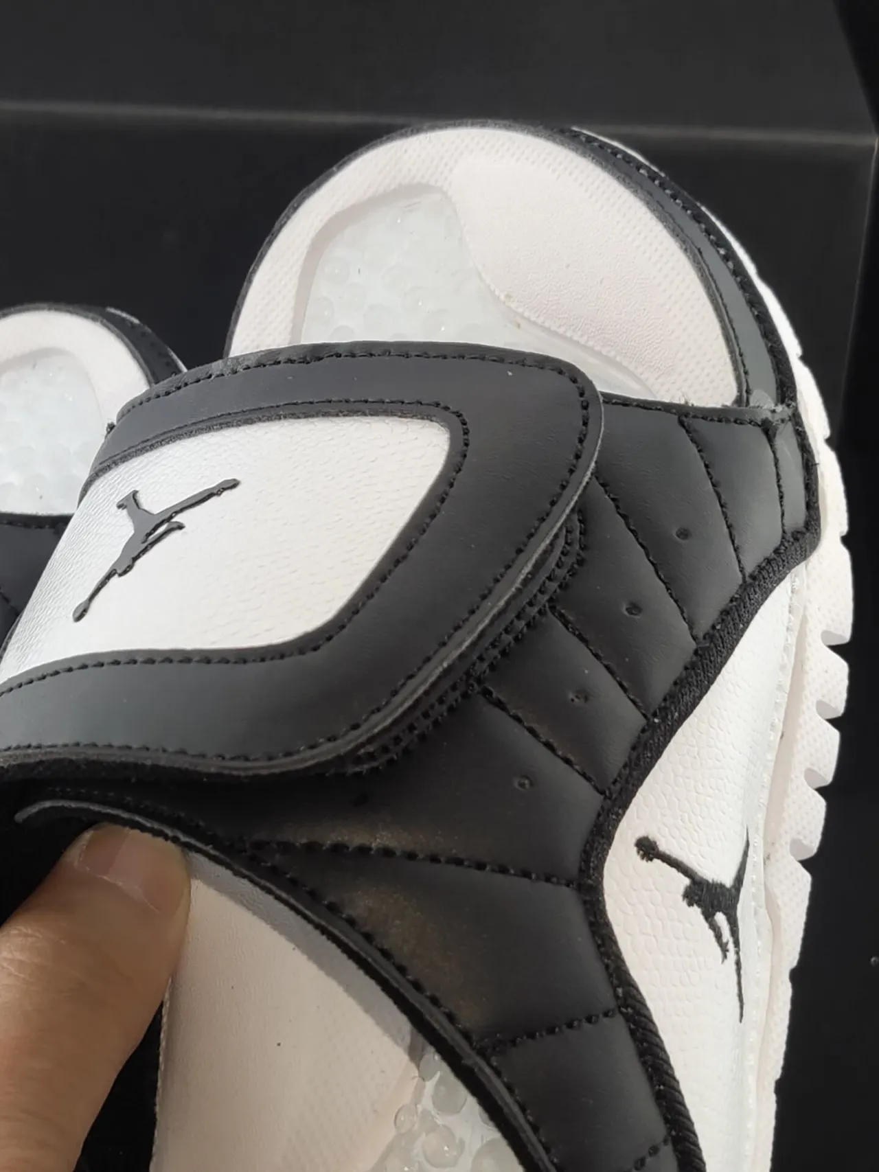 Air Jordan Slide Black and White Quilted Strap Slippers 6