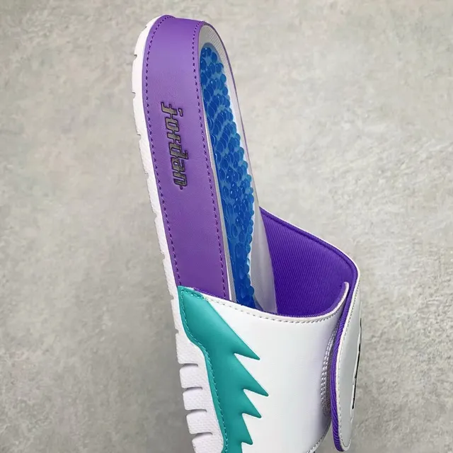 Air Jordan Slide Purple White Teal Blue Textured Footbed Slippers 2