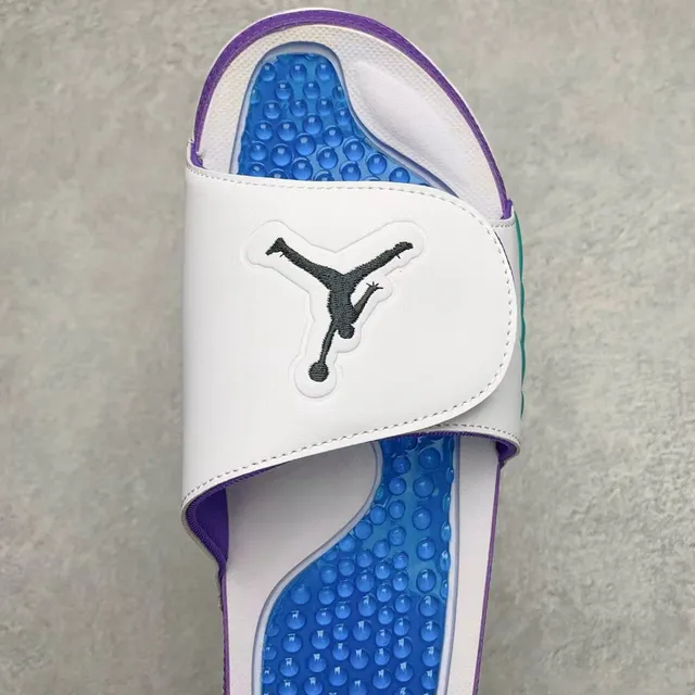 Air Jordan Slide Purple White Teal Blue Textured Footbed Slippers 4