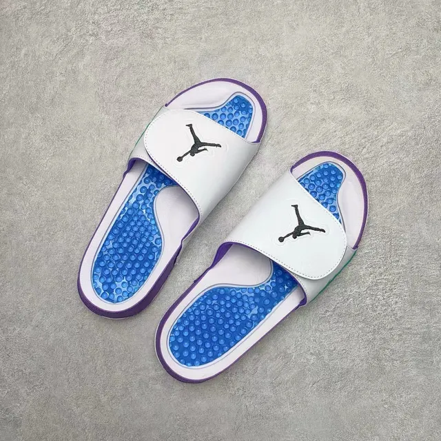 Air Jordan Slide Purple White Teal Blue Textured Footbed Slippers 5