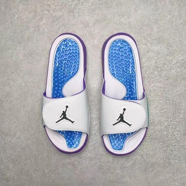 Air Jordan Slide Purple White Teal Blue Textured Footbed Slippers 6