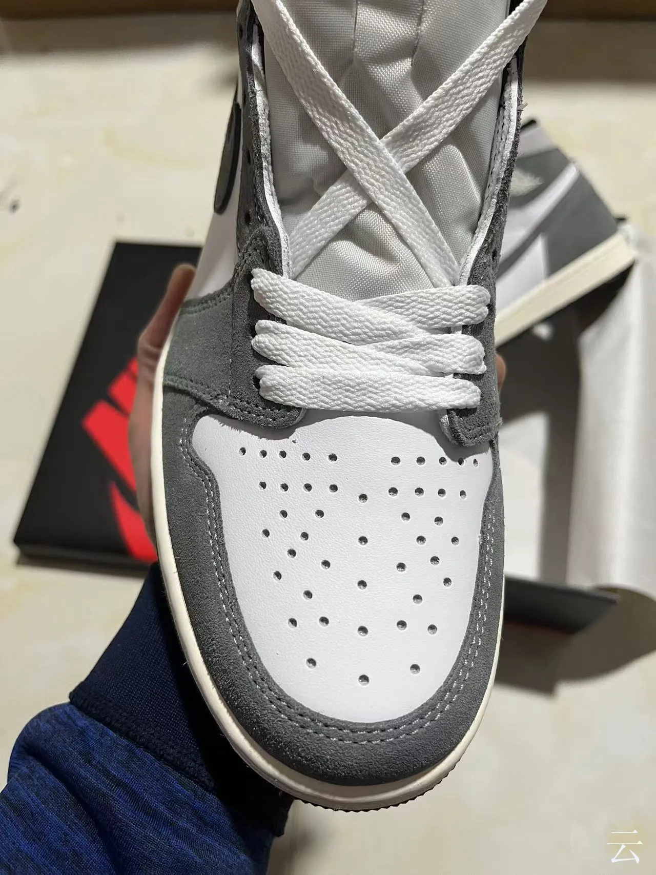 Air Jordan White Gray High-Top Suede-and-Leather Panelled Basketball Shoes 3