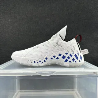 Air Jordan XXXIX White Blue Knit Upper Geometric Lattice Cage Basketball Shoes