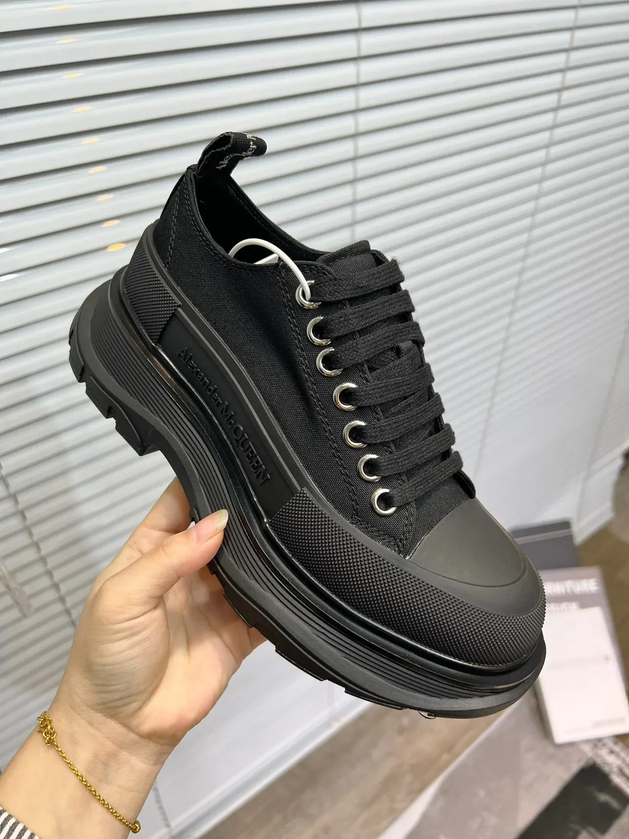 Alexander McQueen Oversized Sneaker Black Canvas Lifestyle Sneakers 6