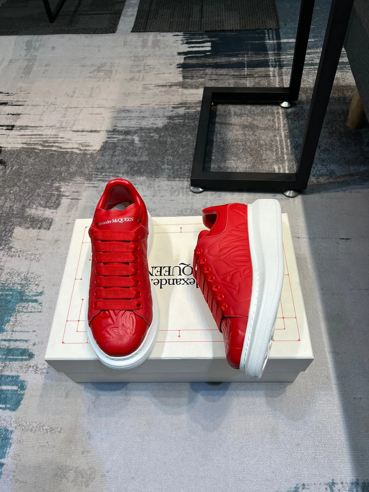 Alexander McQueen Oversized Sneaker Red Embossed Platform Lifestyle Sneakers 4