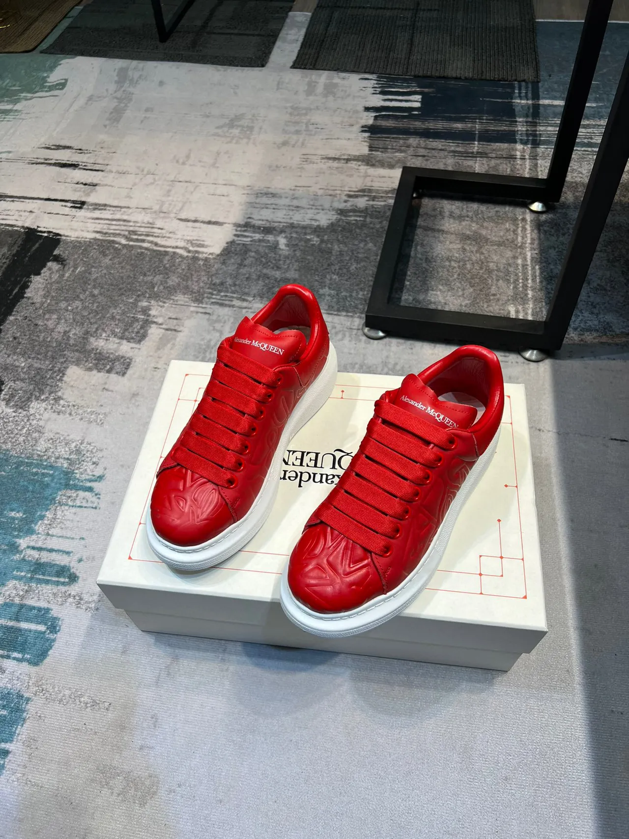 Alexander McQueen Oversized Sneaker Red Embossed Platform Lifestyle Sneakers 5