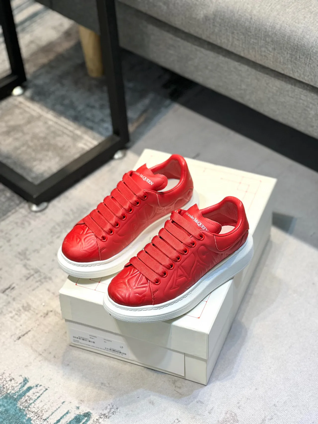 Alexander McQueen Oversized Sneaker Red Embossed Platform Lifestyle Sneakers 7