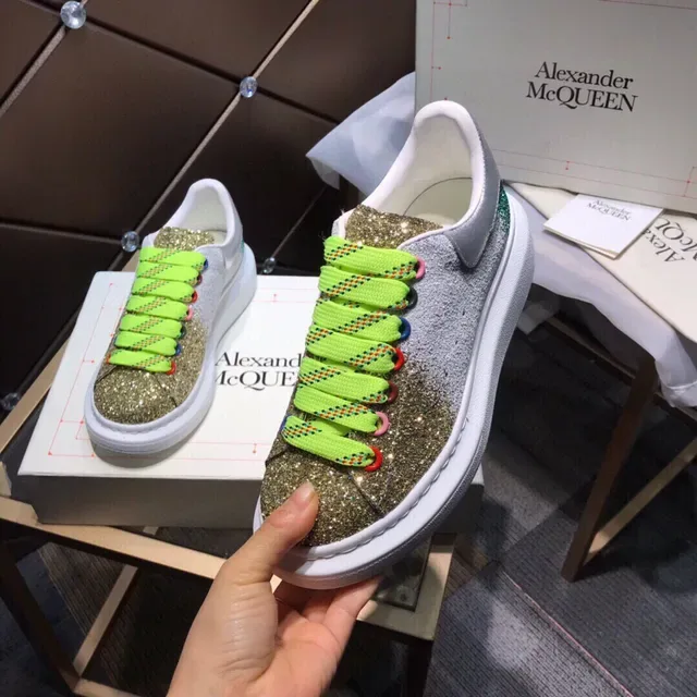 Alexander McQueen Oversized Sneaker Silver Gold Platform Sole Glitter Gradient Upper Lifestyle Sneakers 2