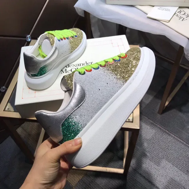 Alexander McQueen Oversized Sneaker Silver Gold Platform Sole Glitter Gradient Upper Lifestyle Sneakers 4