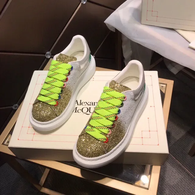 Alexander McQueen Oversized Sneaker Silver Gold Platform Sole Glitter Gradient Upper Lifestyle Sneakers 8