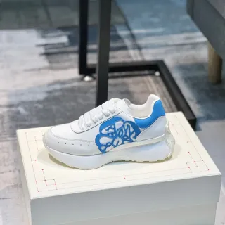 Alexander McQueen Oversized Sneaker White and Blue Chunky Sneakers