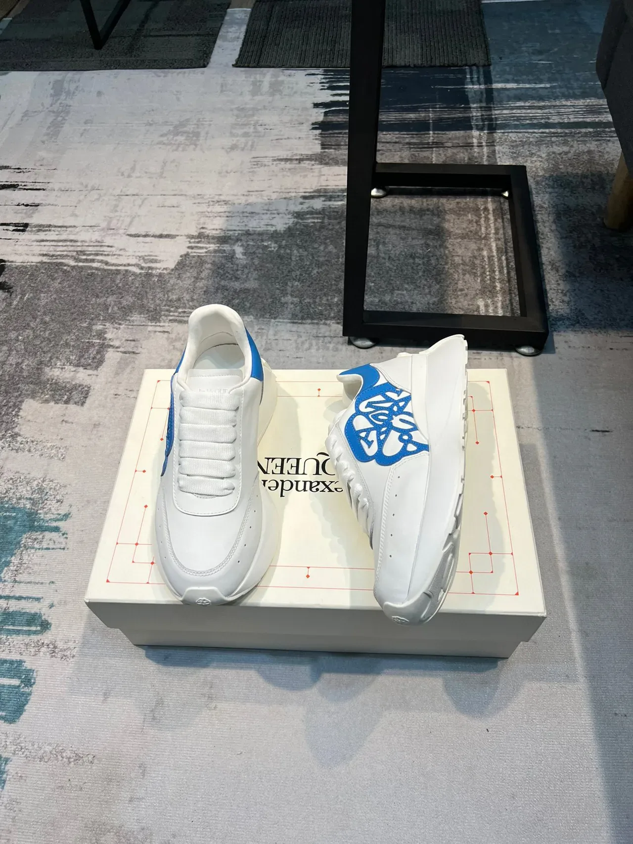 Alexander McQueen Oversized Sneaker White and Blue Chunky Sneakers 4