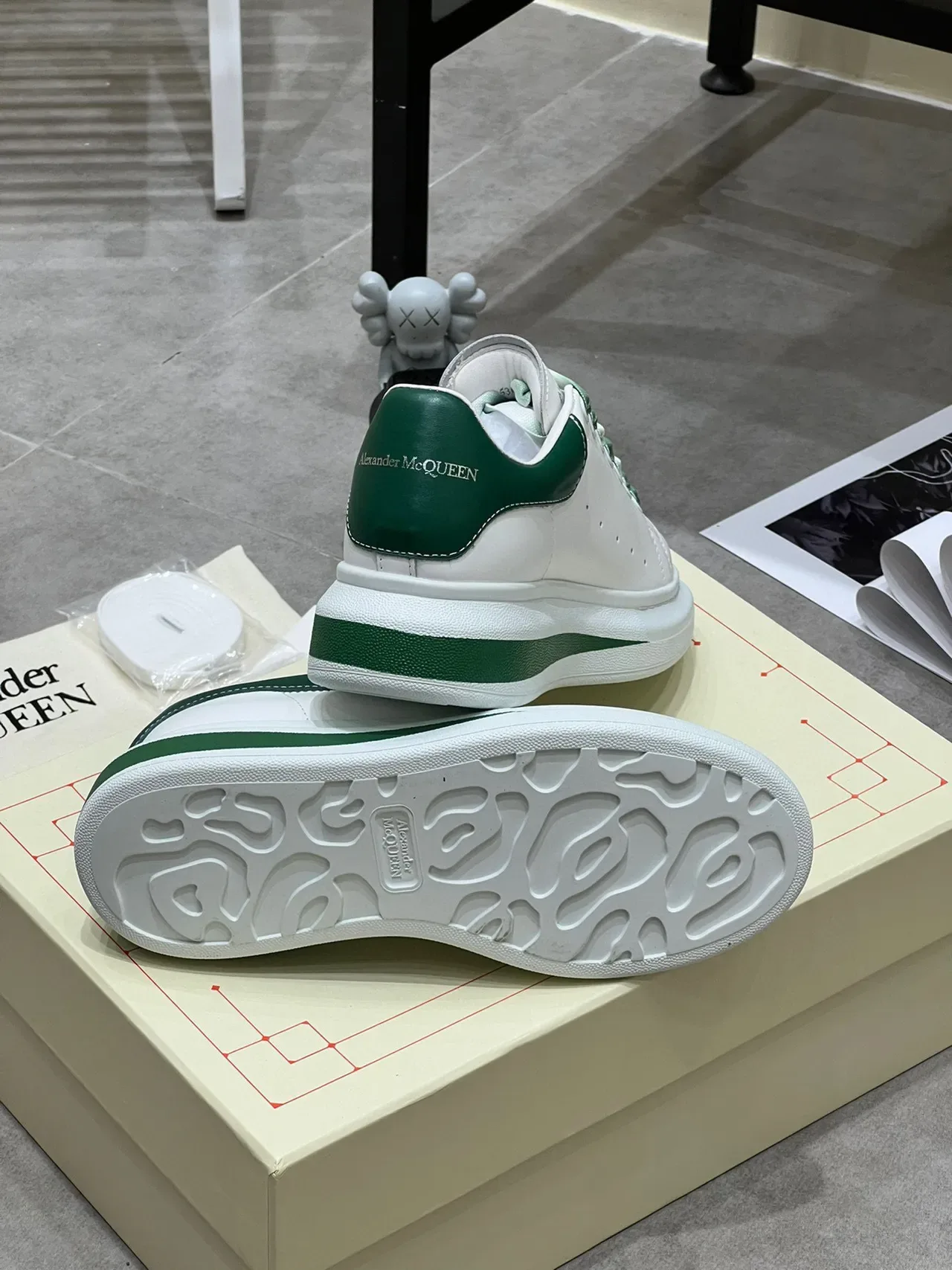 Alexander McQueen Oversized Sneaker White Green Gradient Lace Lifestyle Sneakers 4