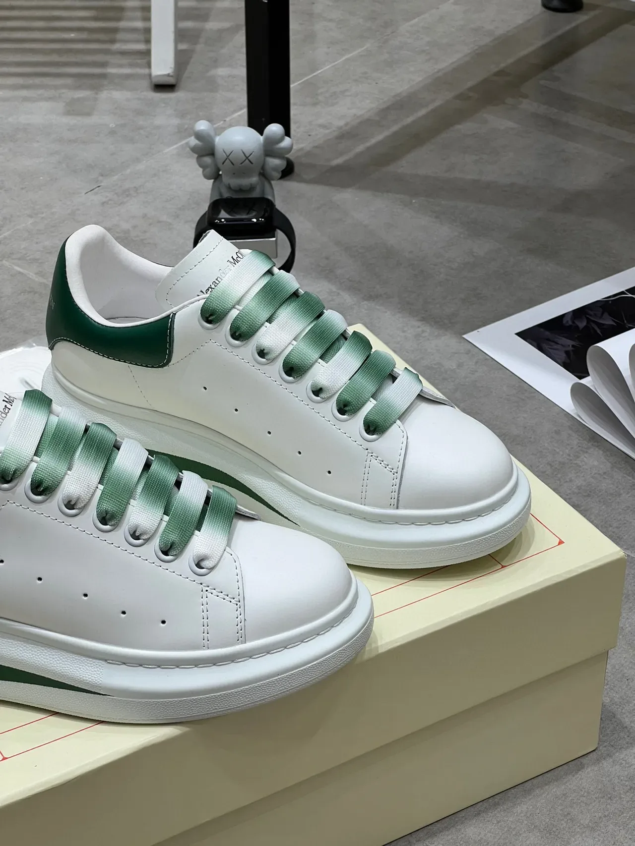 Alexander McQueen Oversized Sneaker White Green Gradient Lace Lifestyle Sneakers 5