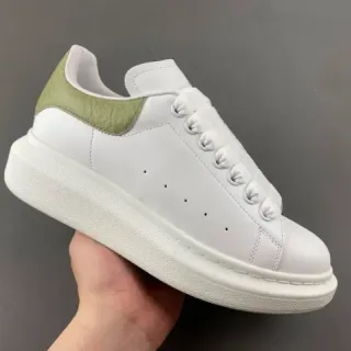 Alexander McQueen Oversized Sneaker White Green Platform Sole Smooth Leather Upper Chunky Sneakers