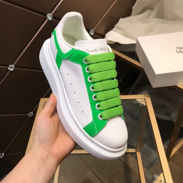Alexander McQueen Oversized Sneaker White Green Sole Contrast Side Panel Lifestyle Sneakers 2