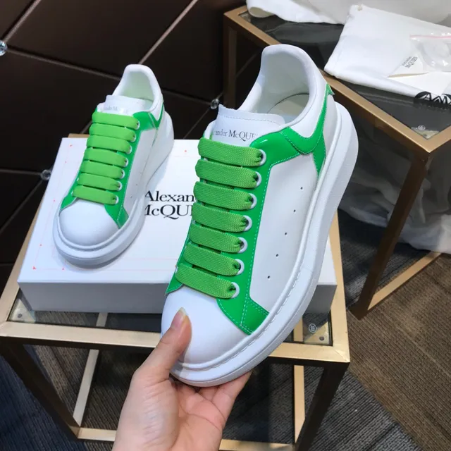 Alexander McQueen Oversized Sneaker White Green Sole Contrast Side Panel Lifestyle Sneakers 3
