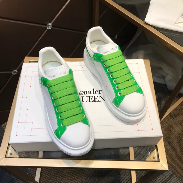 Alexander McQueen Oversized Sneaker White Green Sole Contrast Side Panel Lifestyle Sneakers 7