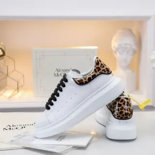 Alexander McQueen Oversized Sneaker White Leopard-Print Heel Lifestyle Sneakers