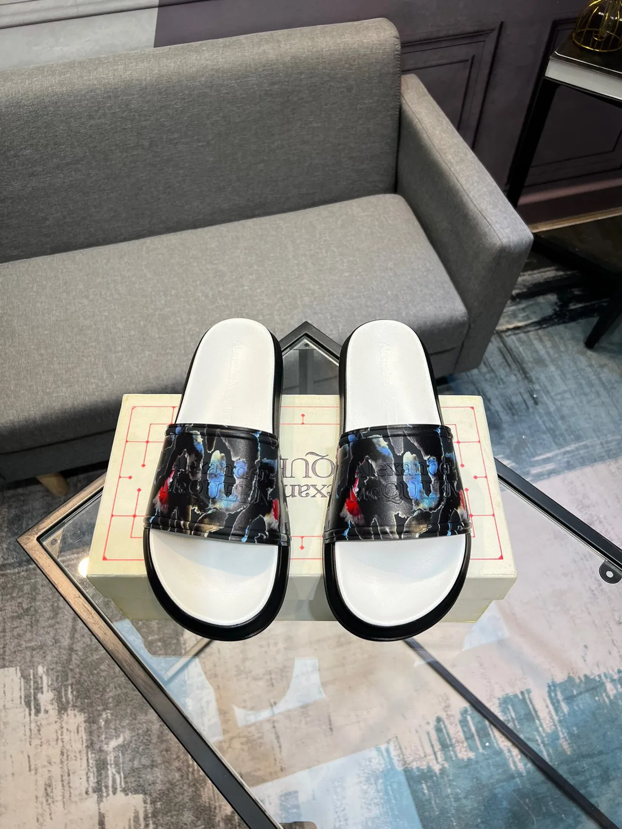 Alexander McQueen Printed Strap Slide Slipper 2