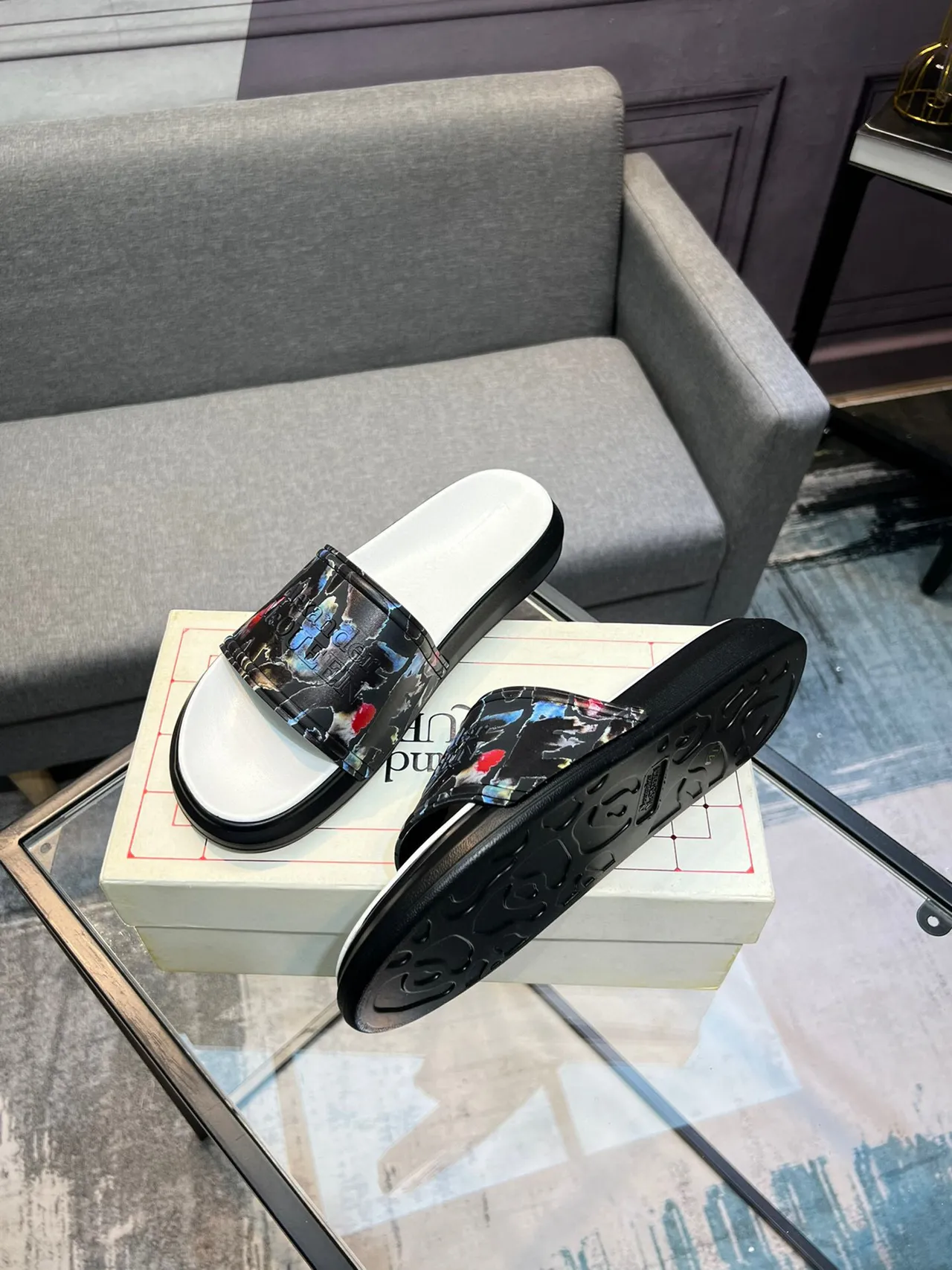 Alexander McQueen Printed Strap Slide Slipper 4