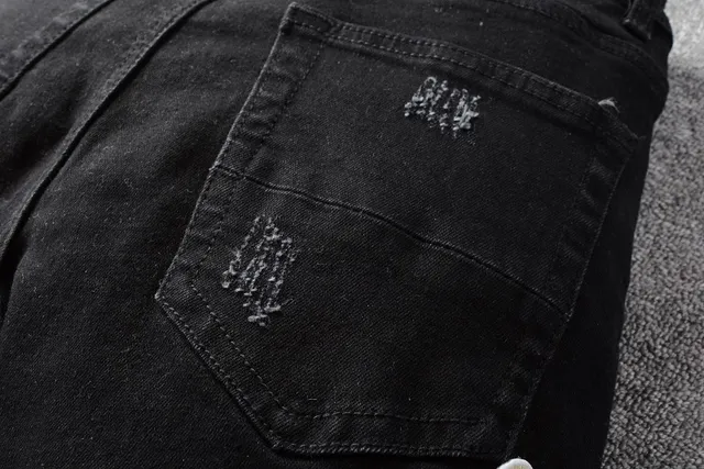Amiri Distressed Embellished Slim-Fit Black Jeans 10