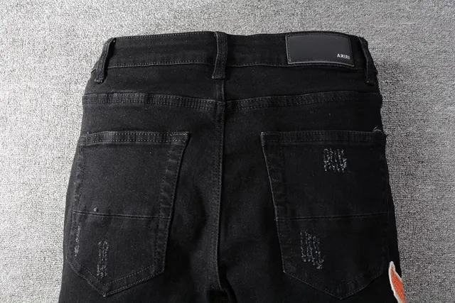 Amiri Distressed Embellished Slim-Fit Black Jeans 11